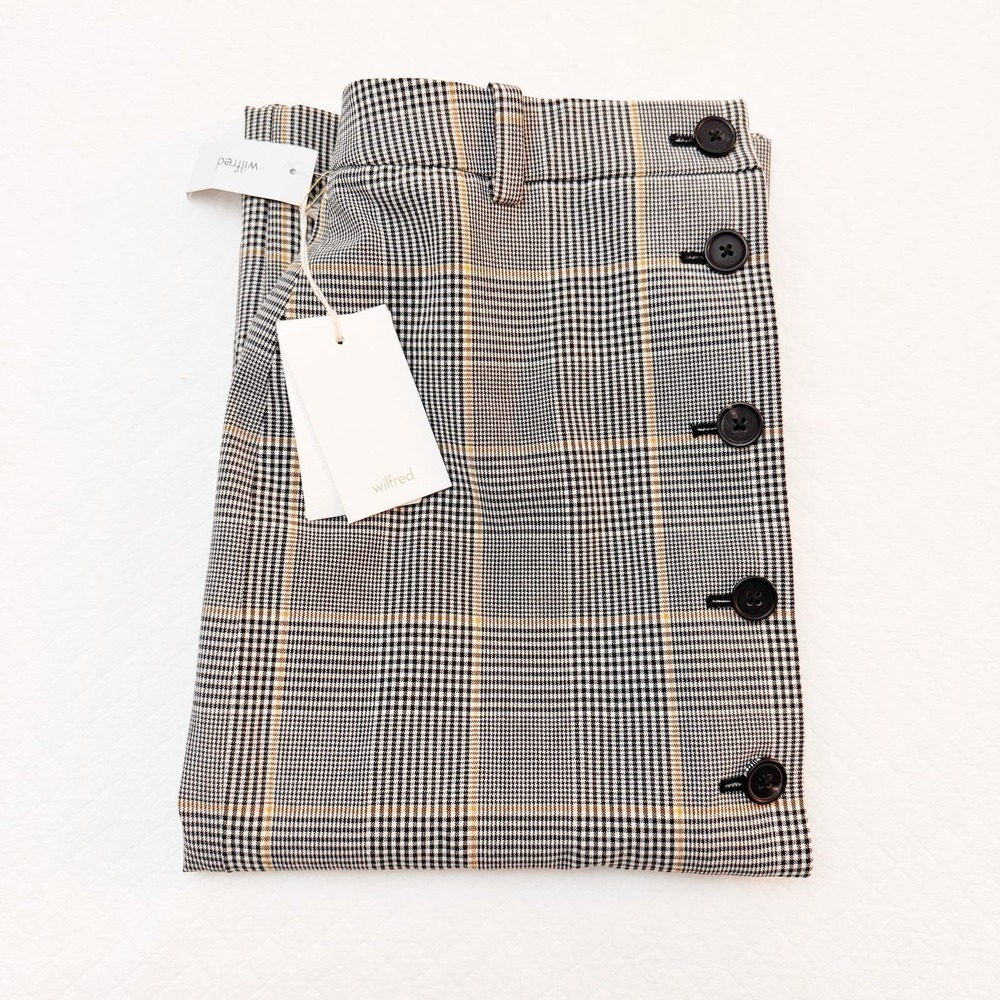 Wilfred Plaid Button-Front Midi Skirt in Gray and Tan - Picture 6 of 7